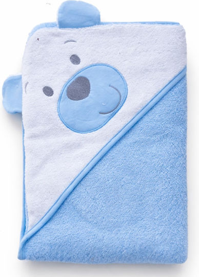 Beboulino Baby Bath Towel Hooded Blue 90x90cm