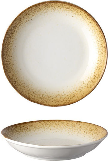 Lukanda Plate Soup made of Porcelain Yellow with Diameter 20cm