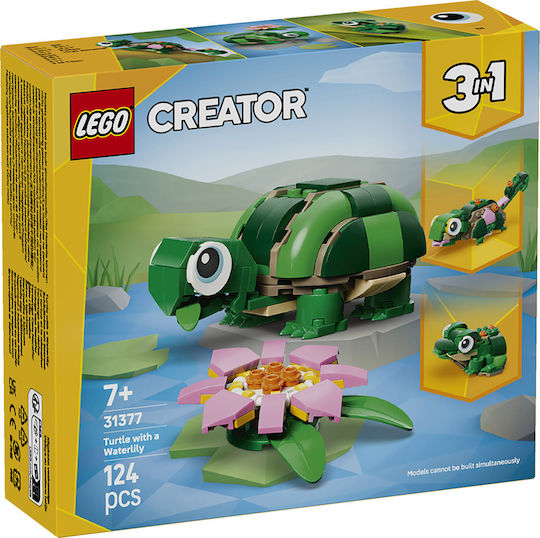 LEGO Creator 3-in-1 Turtle with a Water Lily Flower for Ages 7+ 124 Pieces