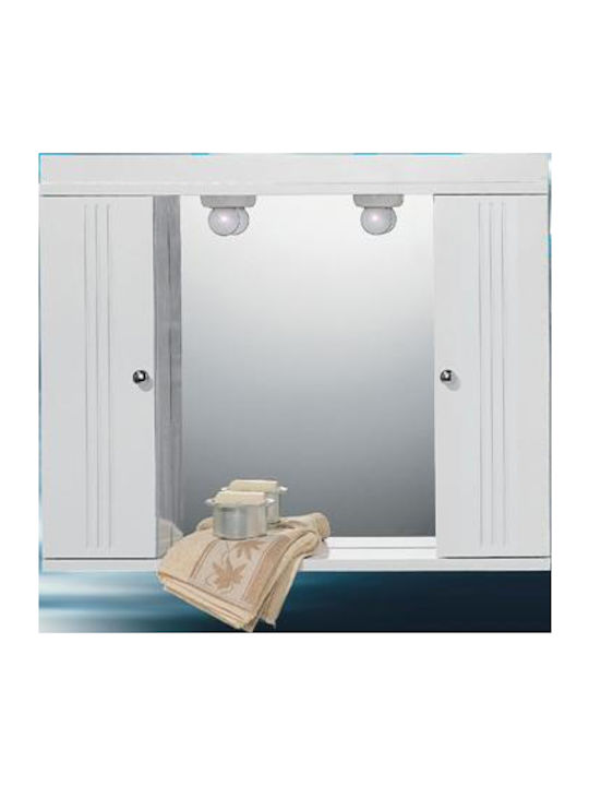 Piccadilly Oglindă de Baie cu Dulap 72x60cm Alb