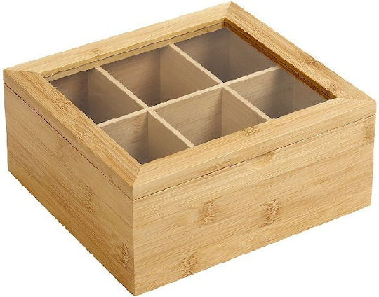 Box 6 Compartments Lid Bamboo-acrylic Natural 22x20x9cm Xyx111 Material Acrylic Natural Espiel Xyx111