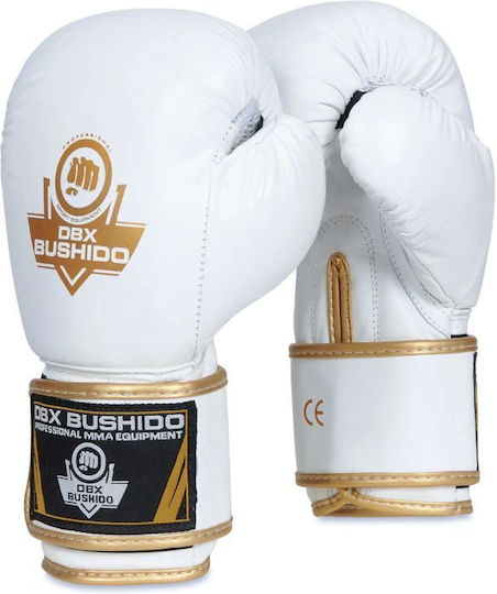 DBX Bushido Γάντια Πυγμαχίας Δερμάτινα για Αγώνα Λευκά