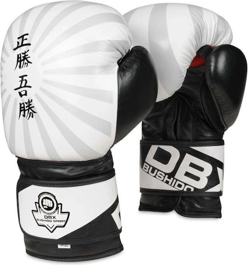 DBX Bushido Boxhandschuhe Leder für Kampf Weiß