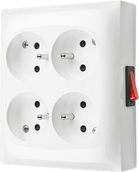 Simon Aquaclick Socket Ip20 4x Ground Built-in Switch White Acgzn4w1/11 Simon Aquaclick Socket Ip20 4x Ground Built-in Switch White Acgzn4w1/11
