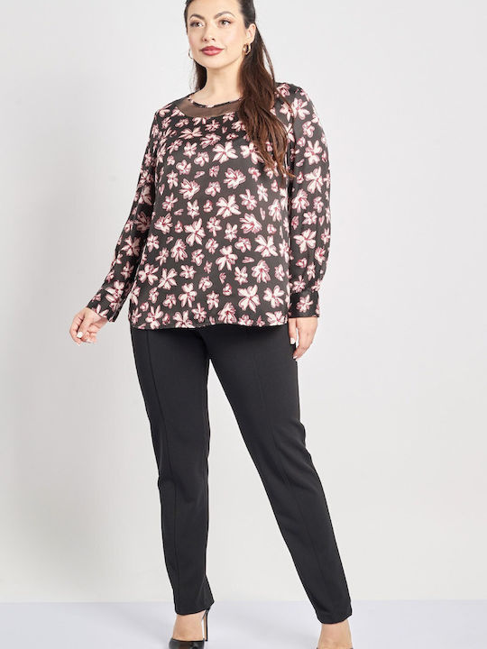 Dama Tesatura Pantaloni cu Elastic cu Croială Slim Negru