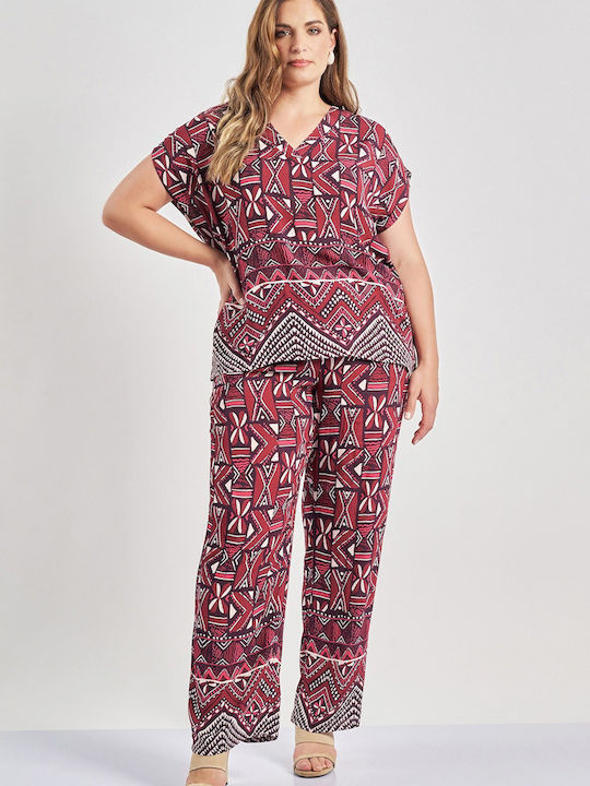 Femei Din material textil Pantaloni cu elastic Roșie