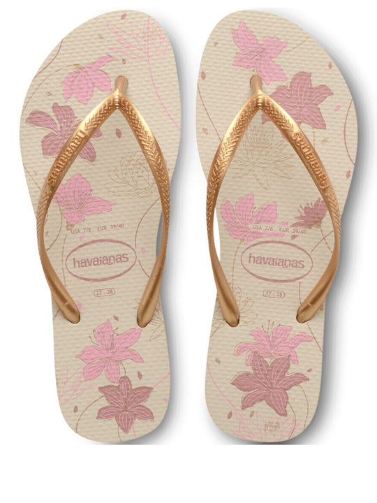 Havaianas Slim Organic Flip Flops In Gold Colour