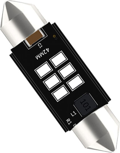 Vencore 3216-10158 C5w Festoon Canbus Gen4 42mm Крушка Led Тръбна Основa C5w 42mm Festoon Canbus Gen4 6 Smd 3020 2w 290 Лумен 8-48 Волт Червена