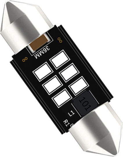 Vencore 3216-10142 C5w Festoon Canbus Gen4 36mm Крушка Led Тръбна Основa C5w 36mm Festoon Canbus Gen4 6 Smd 3020 2w 290 Лумен 8-48 Волта Червена