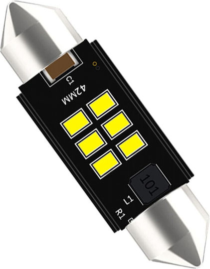 Vencore 3216-10156 C5w Festoon Canbus Gen4 42mm Крушка Led Тръбна Основa C5w 42mm Festoon Canbus Gen4 6 Smd 3020 2w 330 Лумена 8-48 Волта Хладно Бяла 6000k