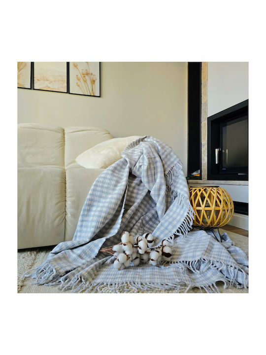 Kotonia Home Pătură Semidublă Cu Franjuri 180x230cm Albastru Deschis
