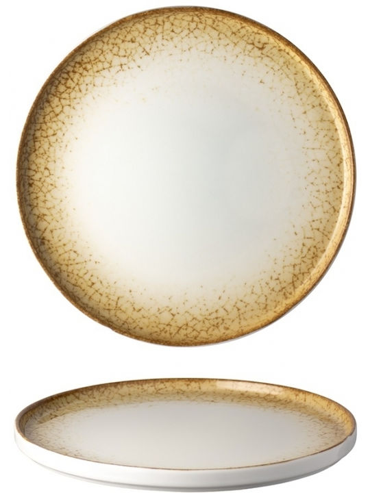 Lukanda Cavo Plate Shallow made of Porcelain Yellow with Diameter 27cm 6pcs