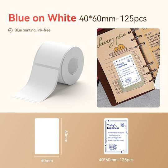Niimbot Thermal Self-Adhesive Portable Label Printer B21 B21_pro B1 B3s B31 B4 T40*60-125 Blue On White