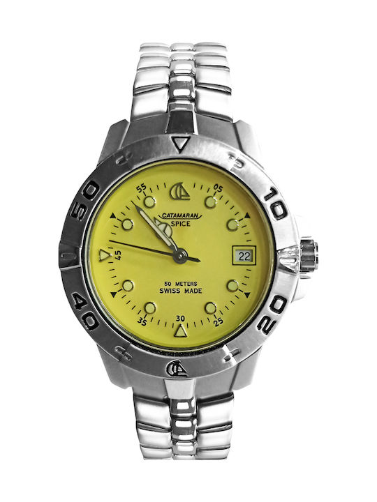 Catamaran Men's Watch 31mm Battery with Silver Metal Bracelet