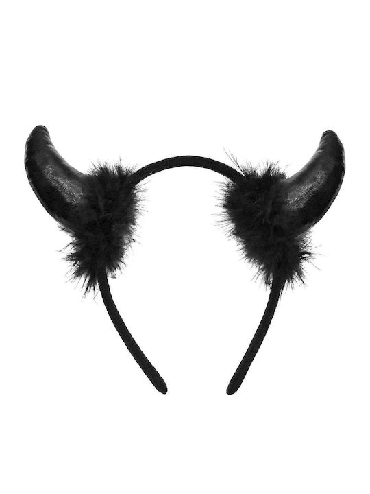 Black Fur Horns Headband 19x20cm Carnavalista 232607 12 Pieces