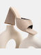 Women's Mule Chunky Heel Size 37 Beige