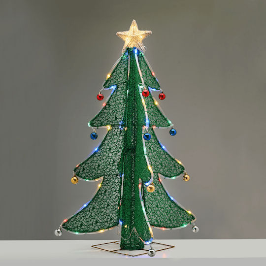 3D Tinsel Foldable Tree Star 52 Led Multicolour And Warm Star 40*40*93cm IP44 5m Cable