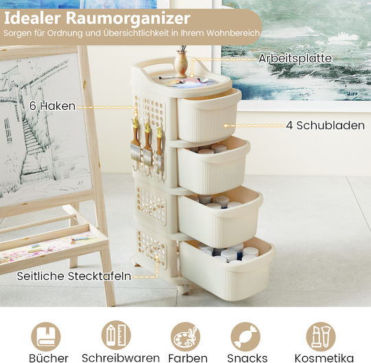 Costway Boden Badezimmerregal Kunststoff 38x32x86cm Weiß