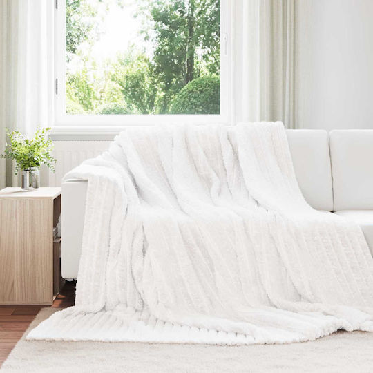 vidaXL Ριχτάρι Διθέσιου Καναπέ Fleece 270x240εκ. Λευκό