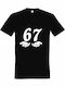 Tricou Unisex Six Seven Meme Amuzant Mâini Negru