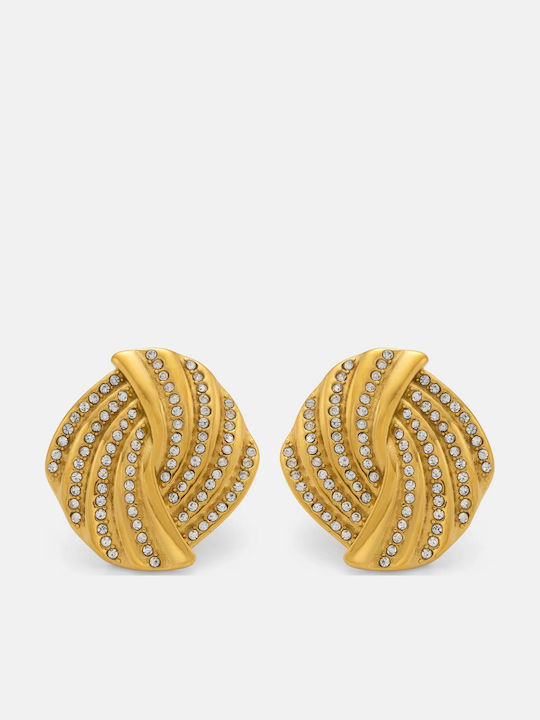 Enotia Earrings made of Steel Gold Plated with Stones Enotia Earrings made of Steel Gold Plated with Stones
