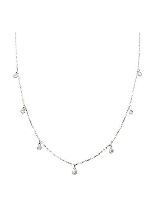 Savvas Design Necklace from White gold 14K with Zircon