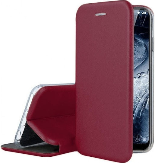 Magnet Book Leather / Silicone / Synthetic Leather Burgundy (Redmi 14C / Poco C75Realme C75 4G)