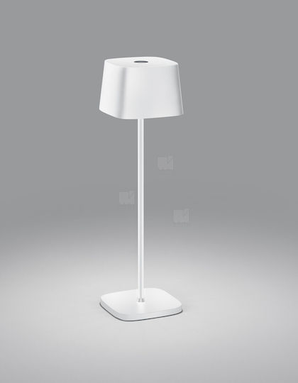 Helestra Metall Tischlampe LED mit Weiß Schirm und Basis