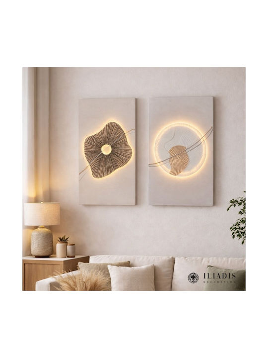 Iliadis Circle Painting Oil Painting on Canvas with LED Lighting 60x90cm