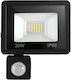 Verk Group Proiector Led Etanș 20W Alb Rece 6000K Cu Senzor De Mișcare Și Fotocelul IP66