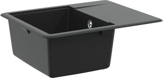 vidaXL Синтрино Drop-In Кухненски Мивка от Течен Гранит Дължина 56xШирина 46см Черна