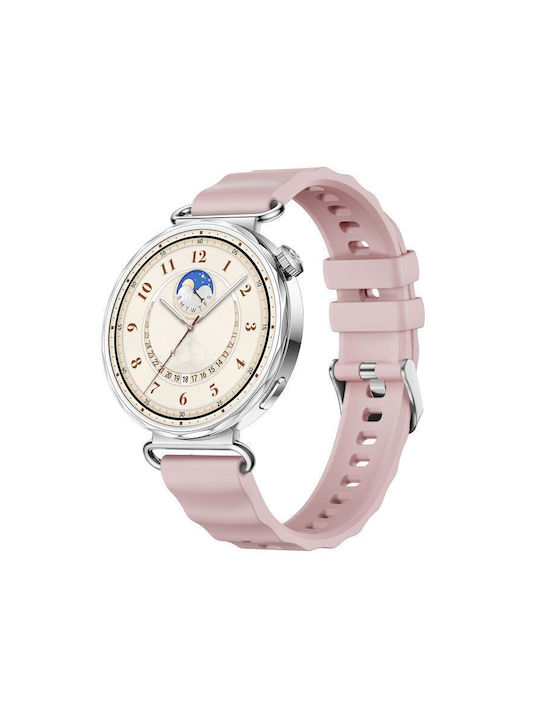 Einfarbiges Silikon Tragbare Band Huawei Watch GT 6 41mm GT 5 41mm GT 4 41mm Silber Schnalle Rosa Einfarbiges Silikon Tragbare Band Huawei Watch GT 6 41mm GT 5 41mm GT 4 41mm Silber Schnalle Rosa