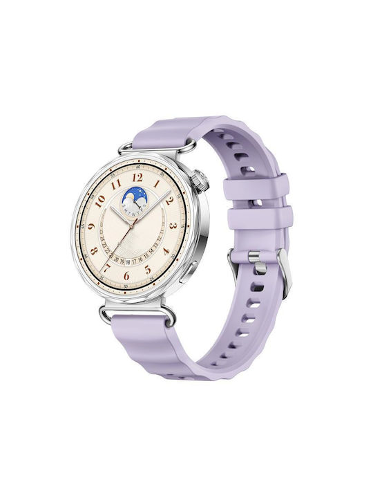 Einfarbiges Silikonarmband Huawei Watch GT 6 41mm GT 5 41mm GT 4 41mm Silber Schnalle Violett Einfarbiges Silikonarmband Huawei Watch GT 6 41mm GT 5 41mm GT 4 41mm Silber Schnalle Violett