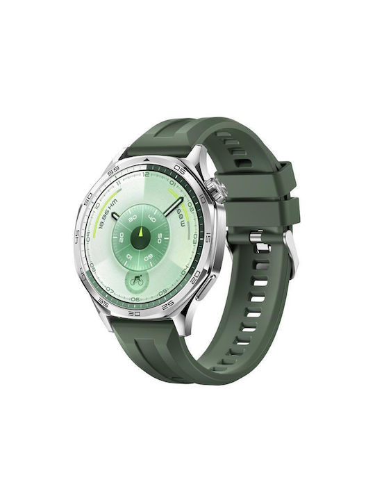 Кайш Силиконов Сребрист Ключалка Huawei Watch Gt 6 46mm Зелен