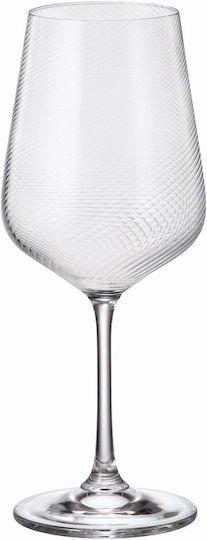 Crystal Bohemia Optic Σετ Ποτήρια για Λευκό και Κόκκινο Κρασί από Κρύσταλλο σε Κόκκινο Χρώμα Κολωνάτα 450ml 6τμχ