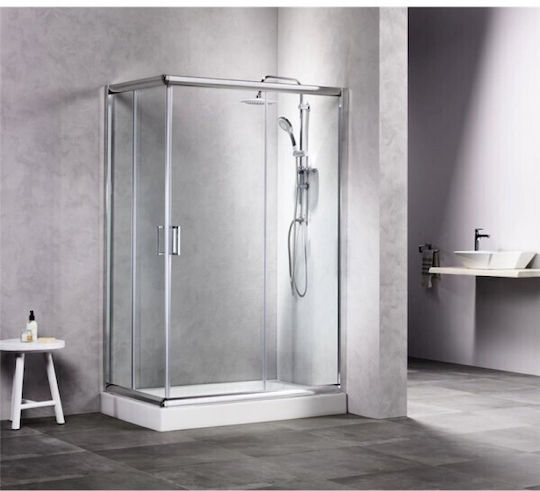 Tema Καμπίνα Ντουζιέρας με Συρόμενη Πόρτα 140x80x180cm Clear Glass Chrome Tema Καμπίνα Ντουζιέρας με Συρόμενη Πόρτα 140x80x180cm Clear Glass Chrome