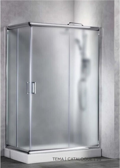 Tema Кабинет Душ с Плъзгащи се Врата 120x80x180см Мат Chrome