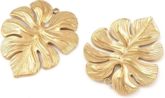 Steel Hanging Element Leaf Gilded 18k 38mm 1pcs