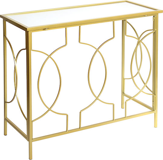 Metal Console Table with Mirror Golden L80xW33xH70cm Metal Console Table with Mirror Golden L80xW33xH70cm