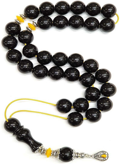 Roloi Komboloi Mastic Worry Beads with 33 Beads Black 42cm