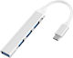 Hub 4 Θυρών USB 3.0 με σύνδεση USB-A Ασημί