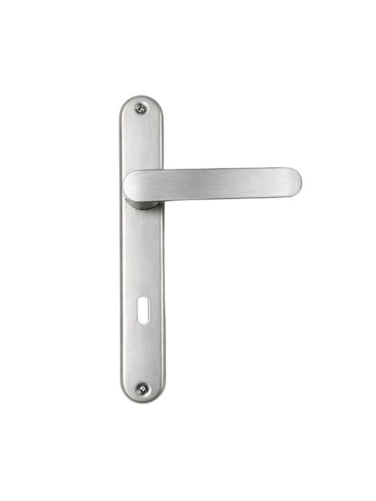 Finetto Lever Front Door with Plate Left (Center Distance 75mm) Inox Checkmate