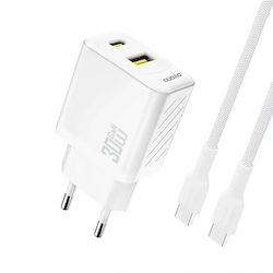Dudao GaN с USB-A порт и USB-C порт и кабел USB...