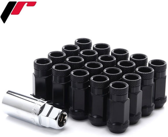 Wheel Nuts Japan Racing Jn1 M12x1.5 Conical 60° Open Type Black 20 Pieces Jn1-1215bk