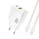 Dudao Charger with Built-in Cable GaN with USB-A Port and USB-C Port USB-C - USB-C 35W Power Delivery Whites (A27MaxCEU)