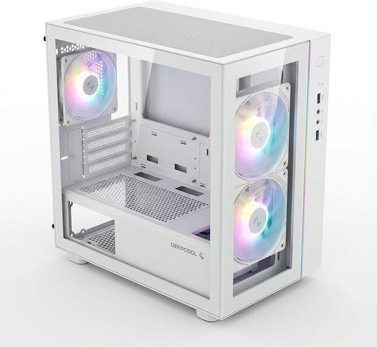 Deepcool CG330 3F Gaming Мини Кула Кутия За Компютър Със Страничен Прозорец И ARGB Осветление Бяла