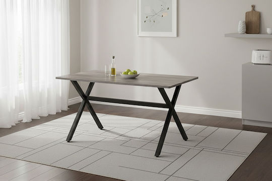 Cebora Esszimmer- und Küchentisch Holz mit Metallrahmen Braune 120x70x75cm