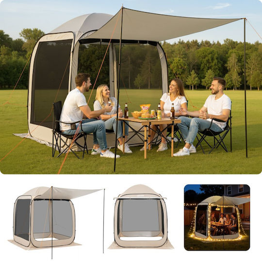 Vevor Beige Camping Tent for 6 People 182.5x182.5x220cm