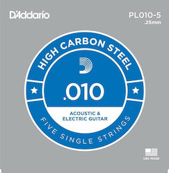 Daddario Plain Μονές Χορδές Steel 5τμχ 10"