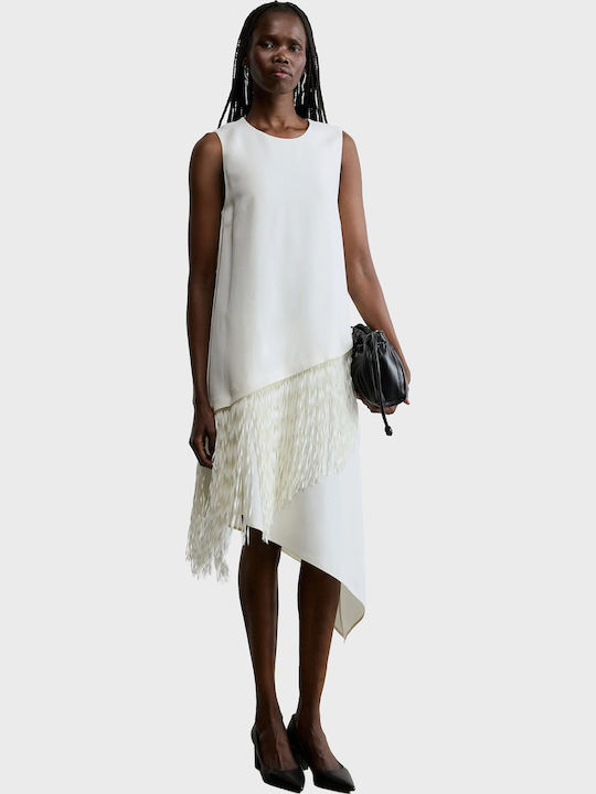 Καλοκαιρινό Midi Φόρεμα για Γάμο / Βάπτιση Off White
